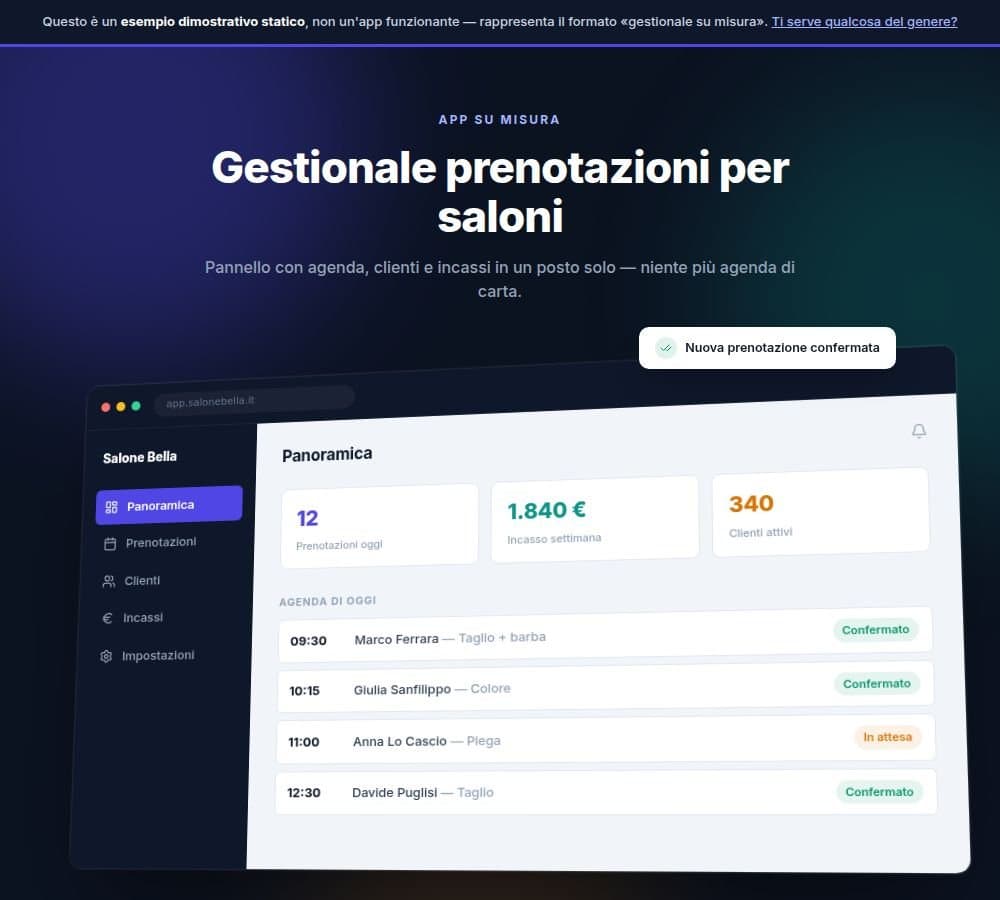 Anteprima Gestionale prenotazioni